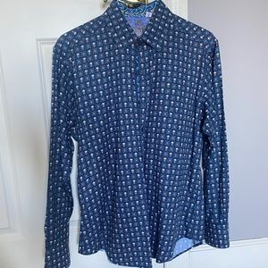 Robert Graham Navy Skull Dress Shirt